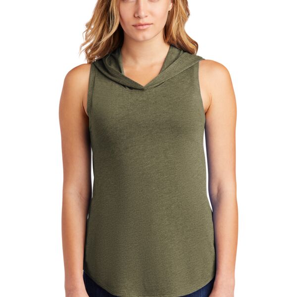 Ladies Perfet Triblend Sleeveless Hoodie Tank Tops Thumbnail