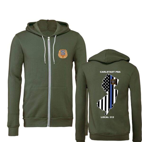 Carlstadt Police PBA Sponge Fleece Hoodie Zip Up Jackets Thumbnail