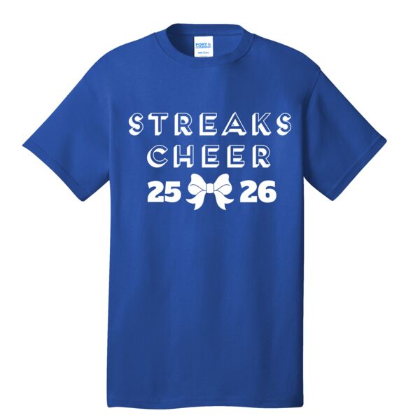 Streaks Cheerleading Unisex Adult/Youth Cotton T-Shirts -Royal (Mandatory for 14U and 10U) Thumbnail