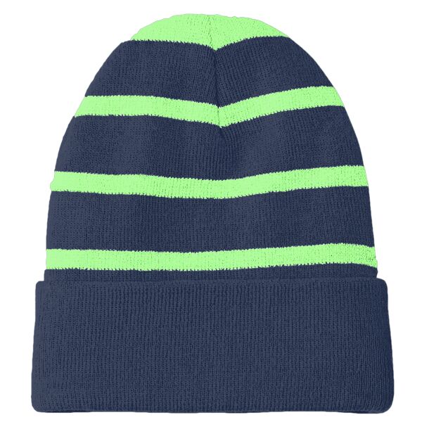Striped Beanie with Solid Band Thumbnail
