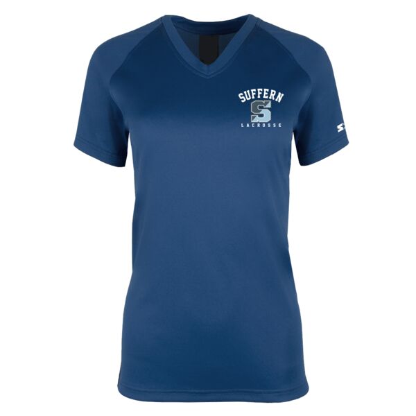 Suffern White Logo Starter Women's V-Neck Tee Thumbnail
