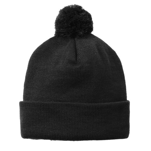 Maugham Sport-Tek ® Solid Pom Pom Beanie Thumbnail