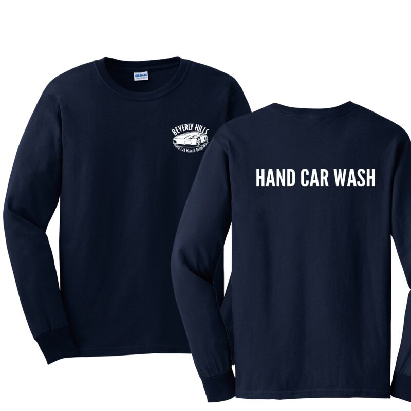 Beverly Hills Car Wash Ultra Cotton® 100% Cotton Long Sleeve T-Shirt (White logo) Thumbnail