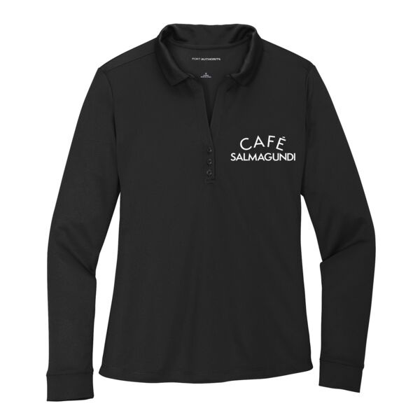 WOMEN SILKY TOUCH POLO LONG SLEEVE SHIRT Thumbnail